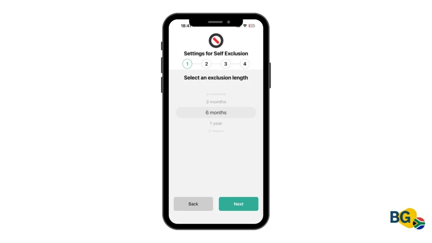 BetBlocker app screen for setting a gambling block period on a phone