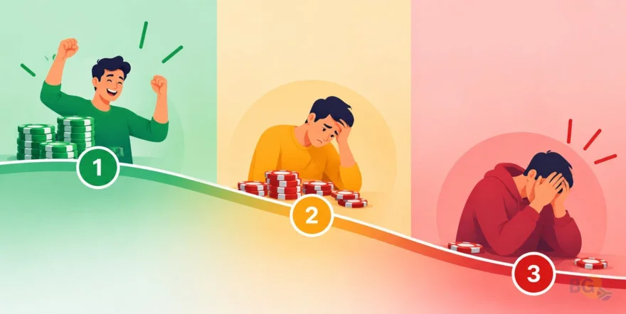 Three phases of problem gambling described by Lesieur and Custer: winning, losing and desperation