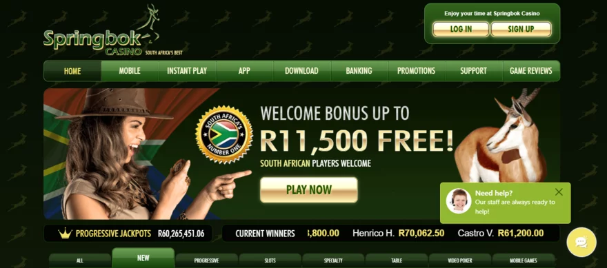 Springbok casino R500 no deposit bonus in South Africa