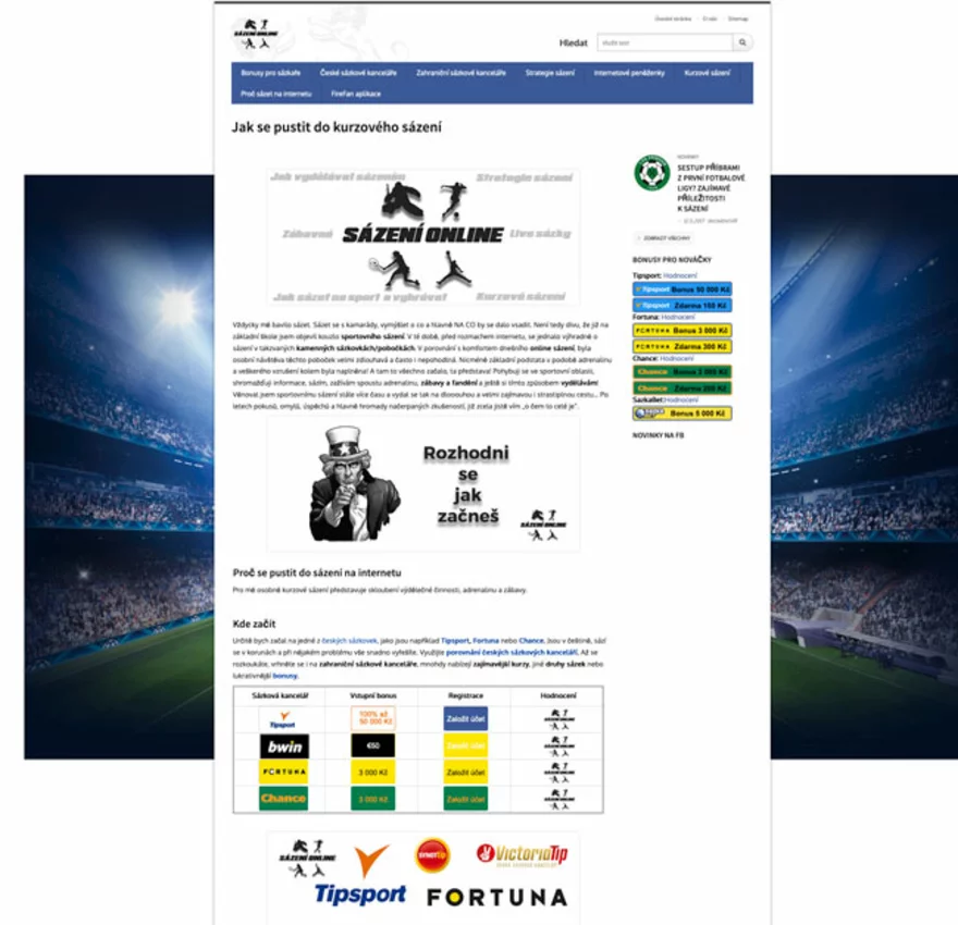 Stránka z roku 2016 webu www.sazenionline.eu