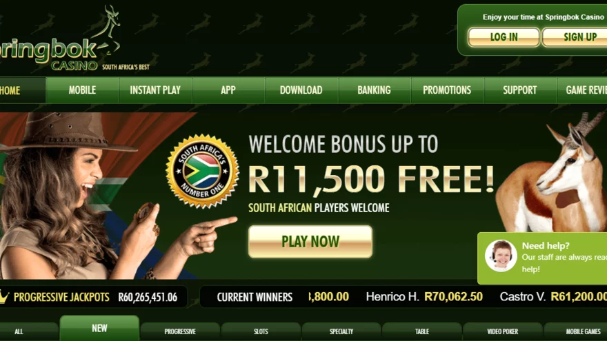 Springbok casino no deposit bonus in South Africa